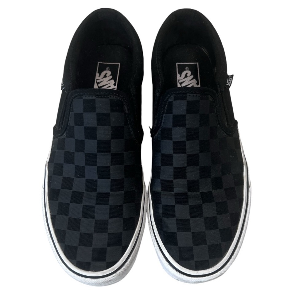 Vans Black Checkerboard Slip On Sneakers Size 7.5‎